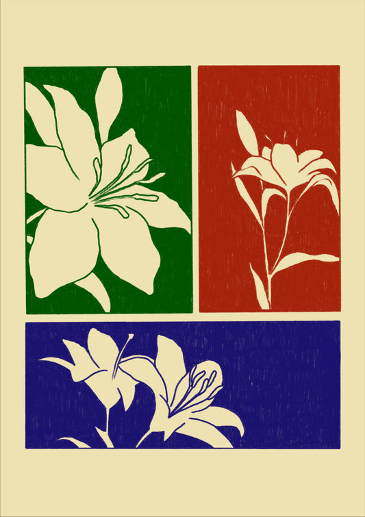 Flowers Composition Red Blue Green