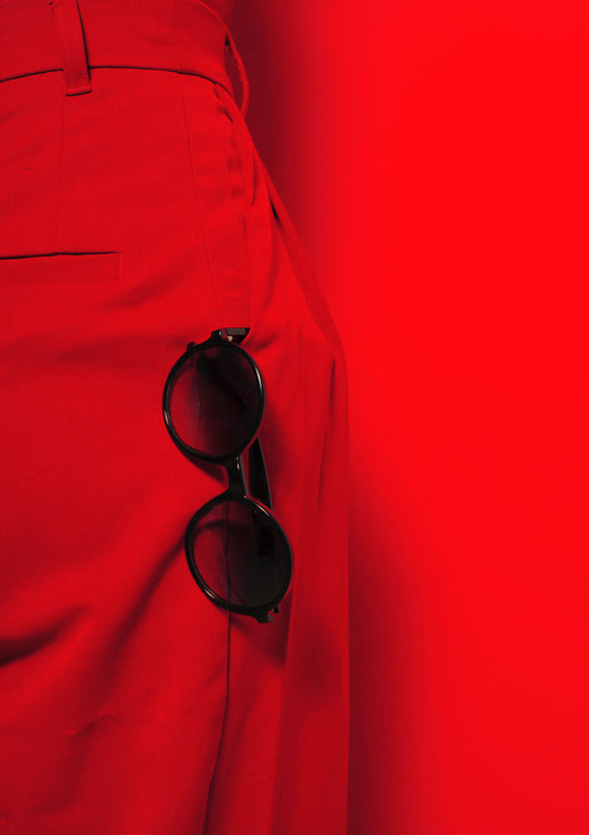 Red pants and sunglasses / pop art style photo print