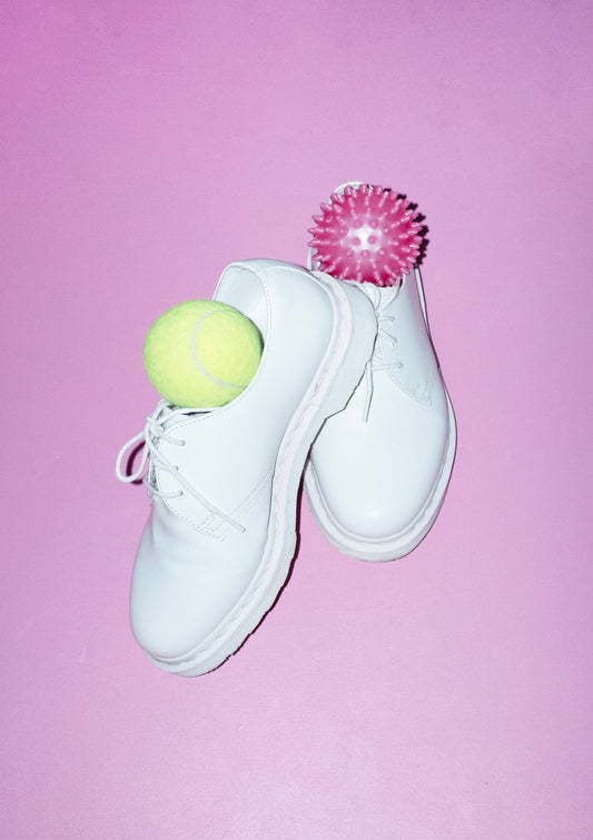 Lace shoes and sport balls / pop art style photo print