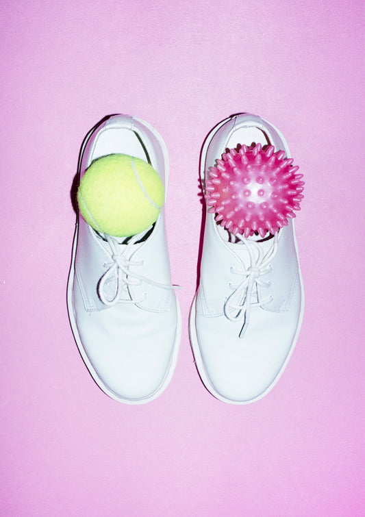 Lace shoes and sport balls / pop art style photo print