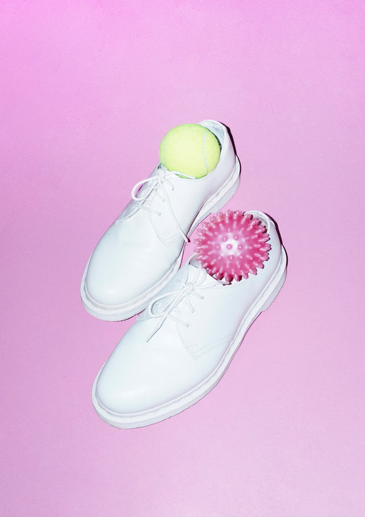 Lace shoes and sport balls / pop art style photo print