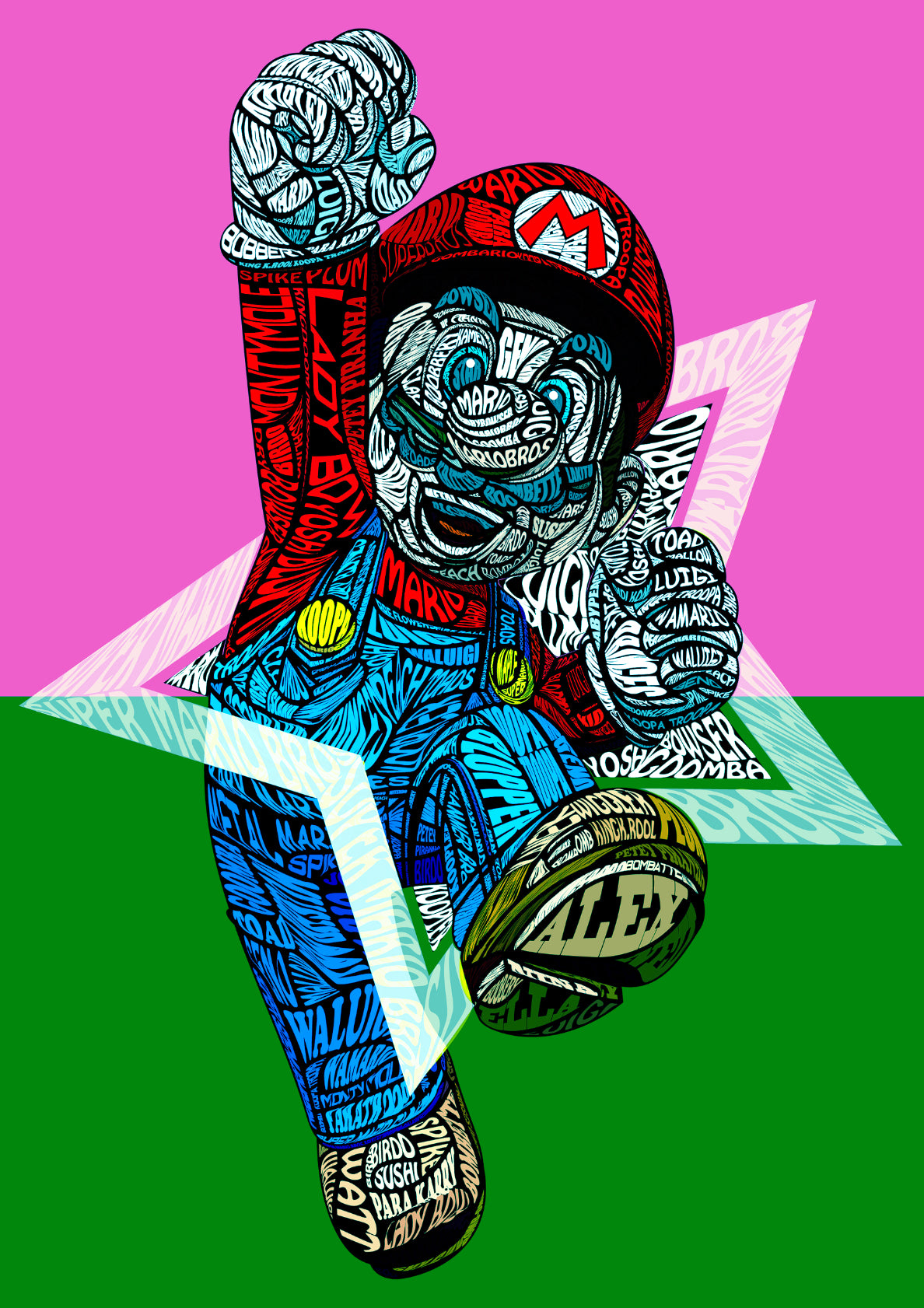 Mario Bross Typo Style Cartoon Pop Art