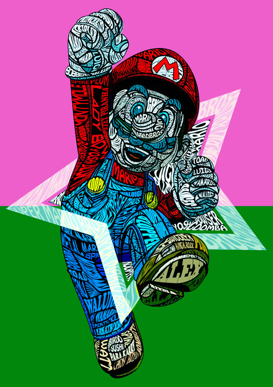 Mario Bross Typo Style Cartoon Pop Art