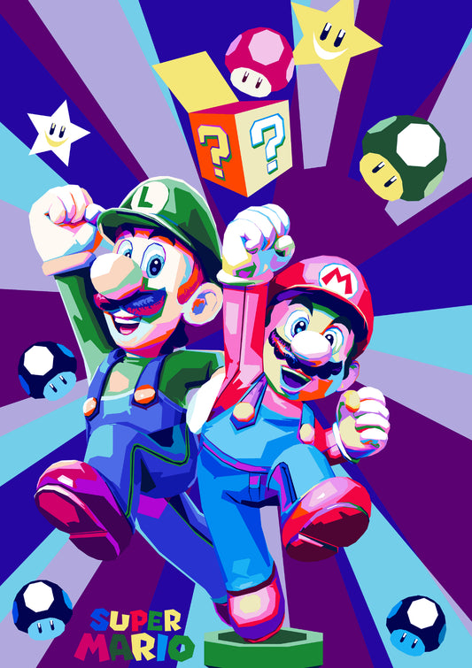 Mario Luigi Pop Art Cartoon Pop Art