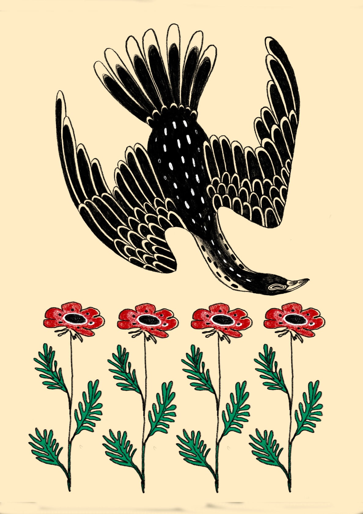 Goose and poppies