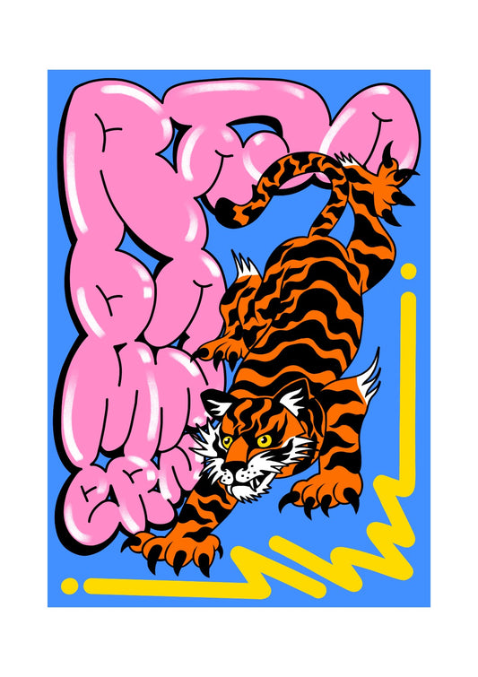 Tiger with lettering
