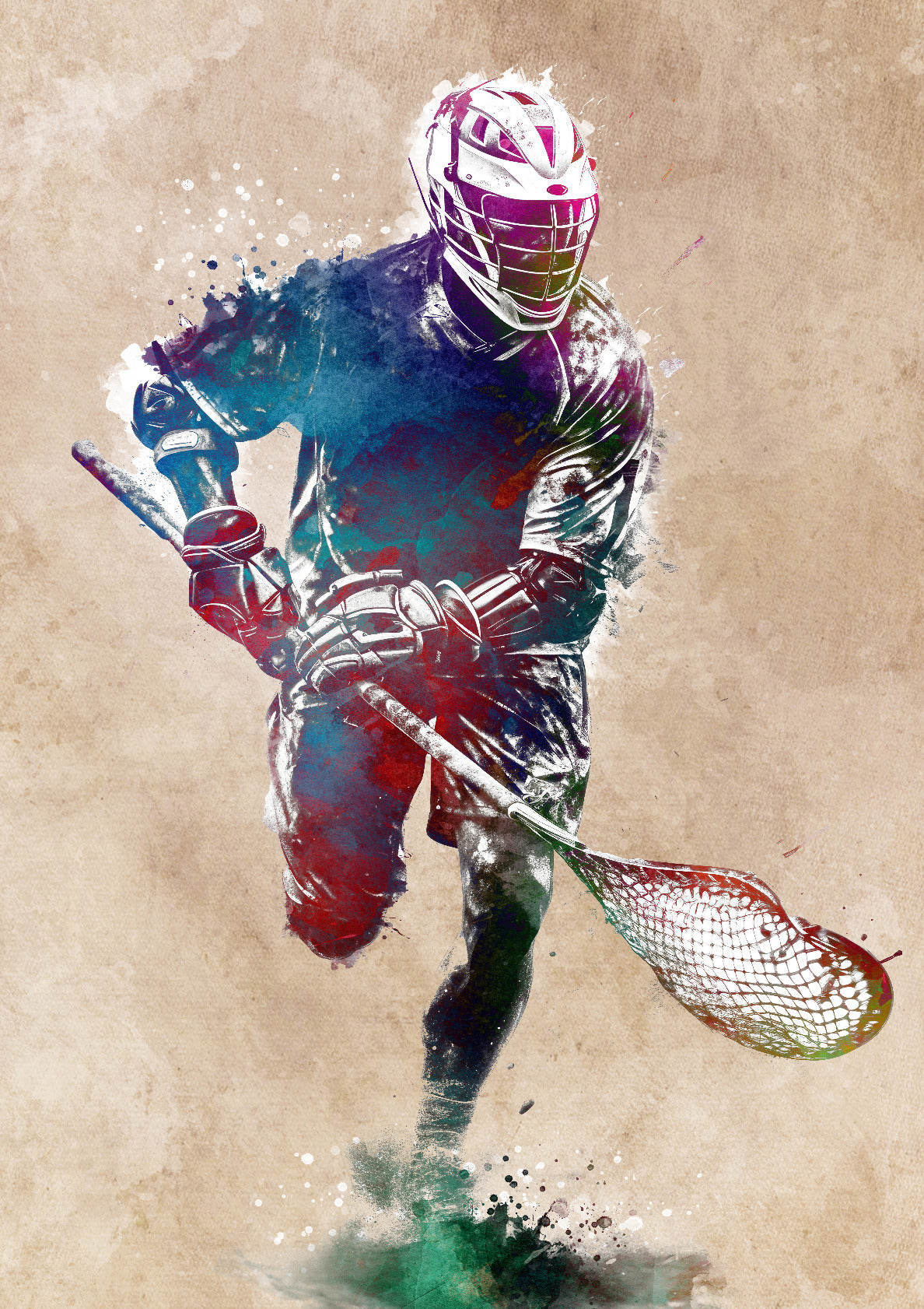 Lacrosse player sport art 1