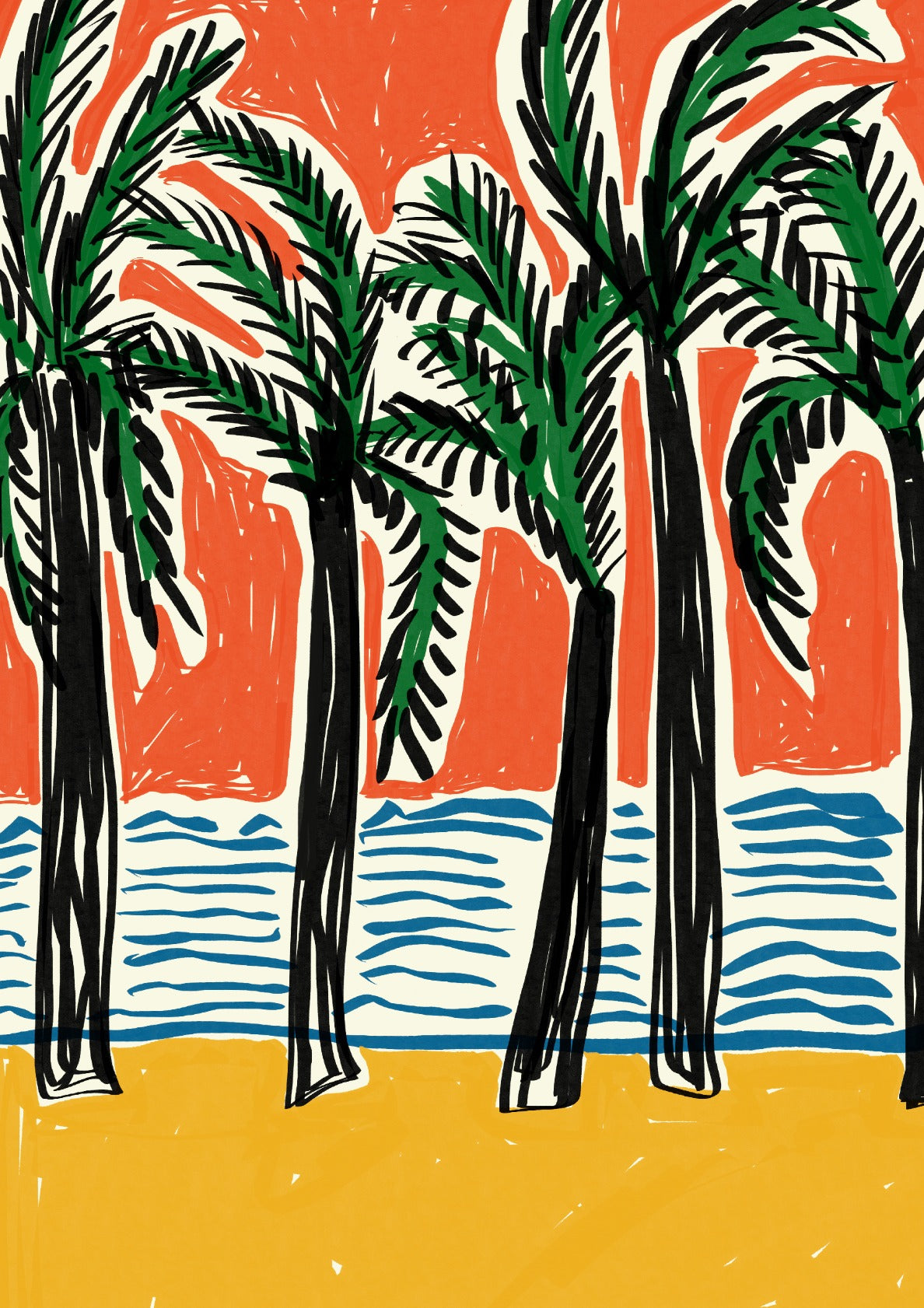 Palm Trees and Sunset Art Print