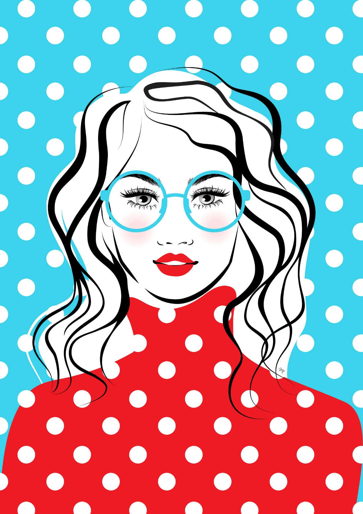 Smart polka dot girl