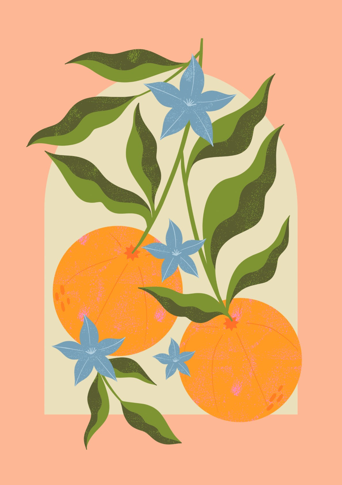 Orange Branch with Flowers