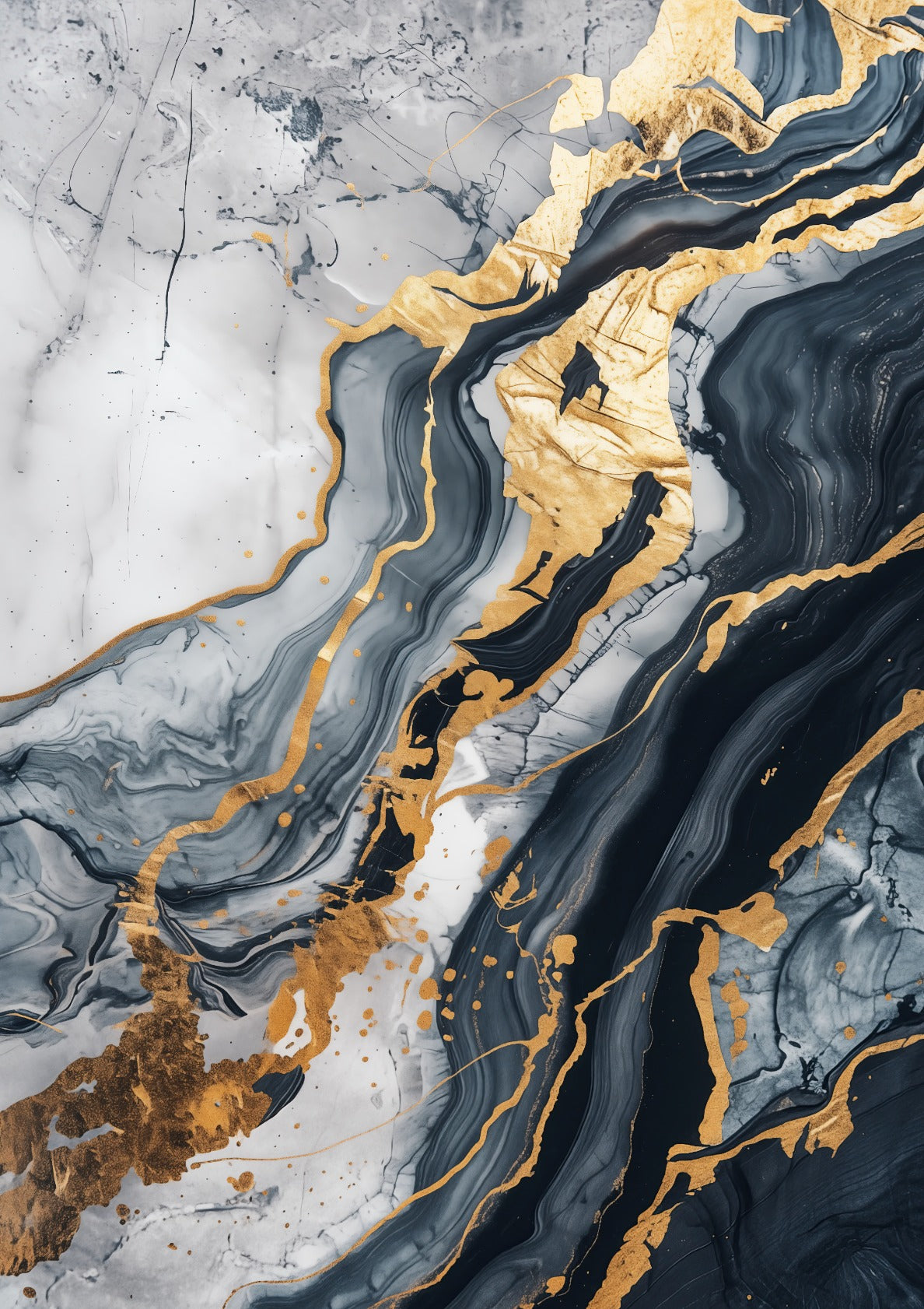 Blue marble and gold By Jean-Claude