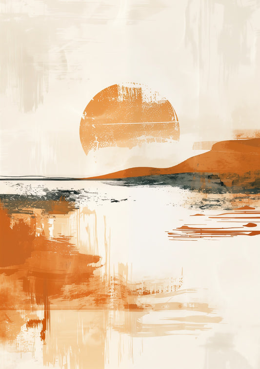 Abstract sun over landscape
