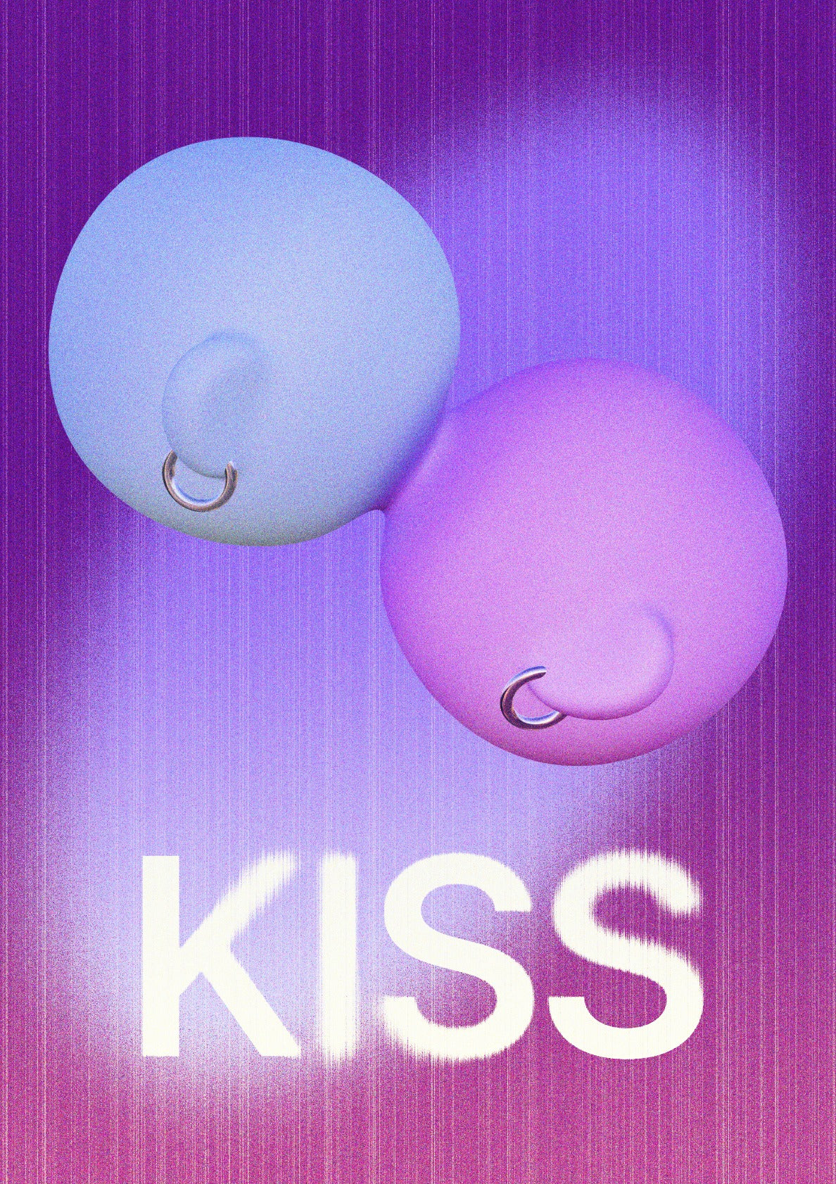 Two abstract kissing heads 