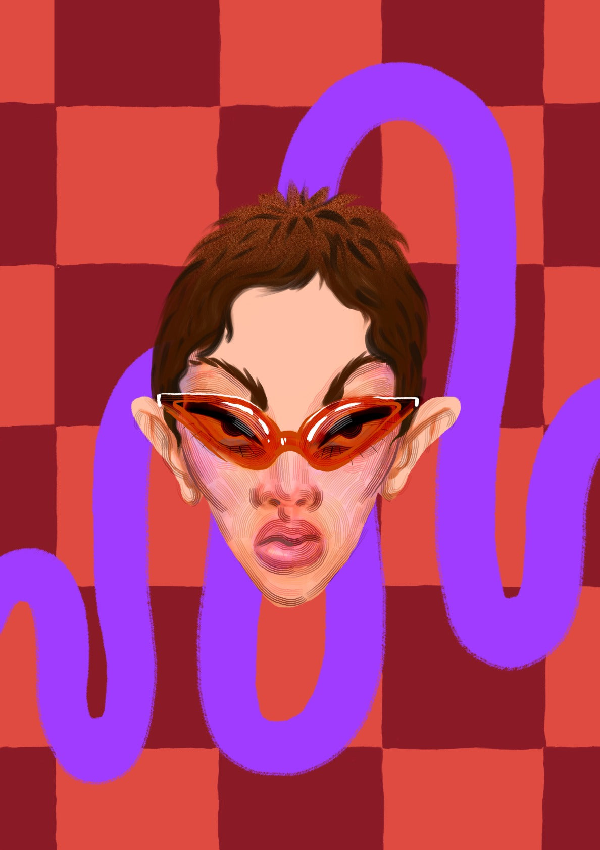 portrait of women in sunglasses on abstract background