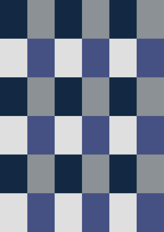 Navy Blue Grey White Checkerboard
