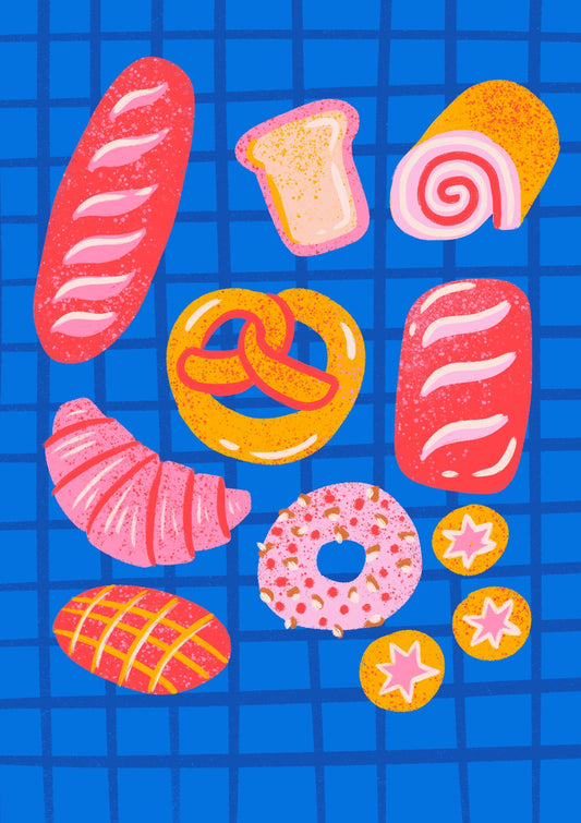 French Bread in Blue Background