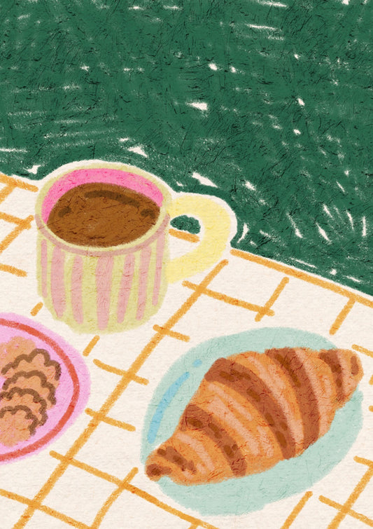 Coffee and Croissant (Green)