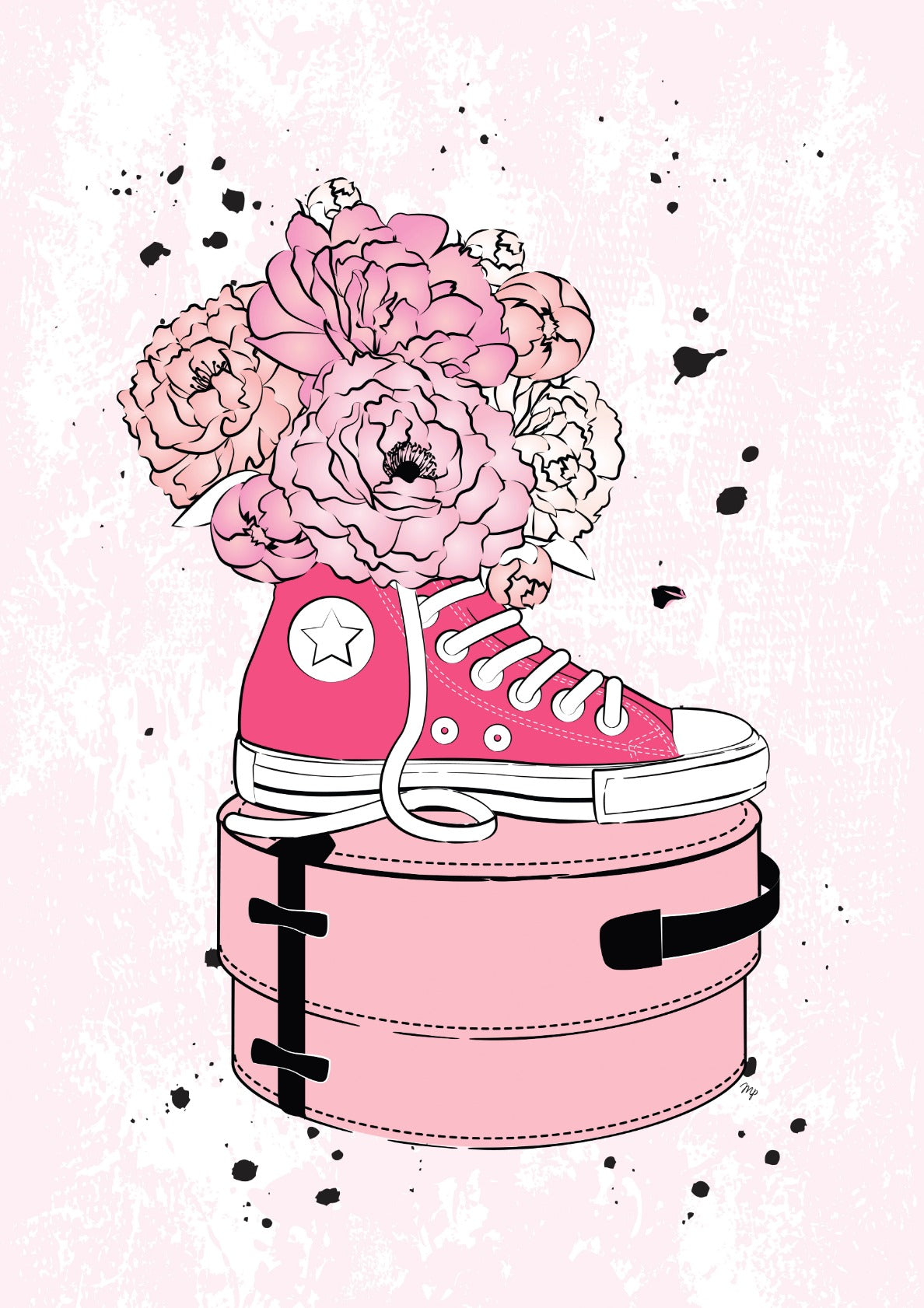 Pink Blooming Converse shoes
