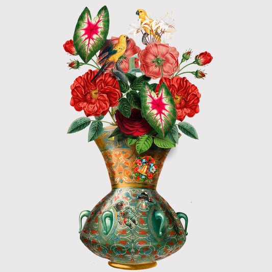 Vase flowers collage