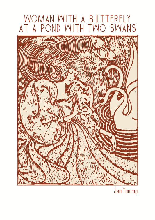 Woman with a Butterfly at a pond with two swans – Jan Toorop