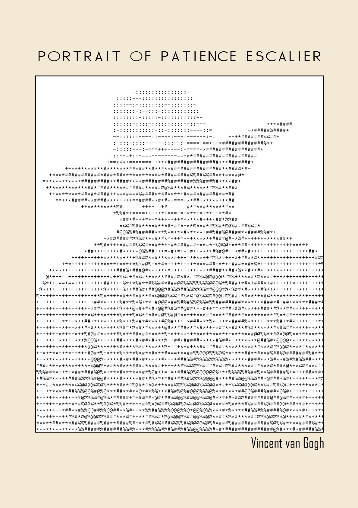 Portrait of Patience Escalier (1888) – Vincent van Gogh (Ascii art)