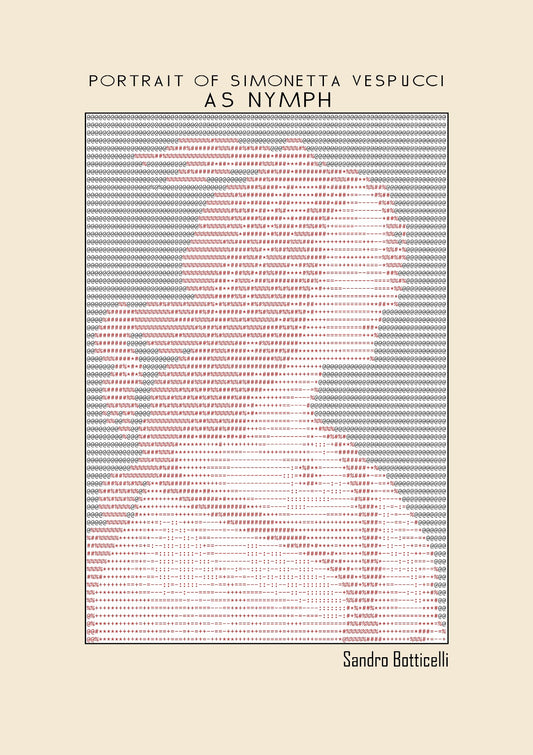 Portrait of Simonetta Vespucci as Nymph – Sandro Botticelli (Ascii art)