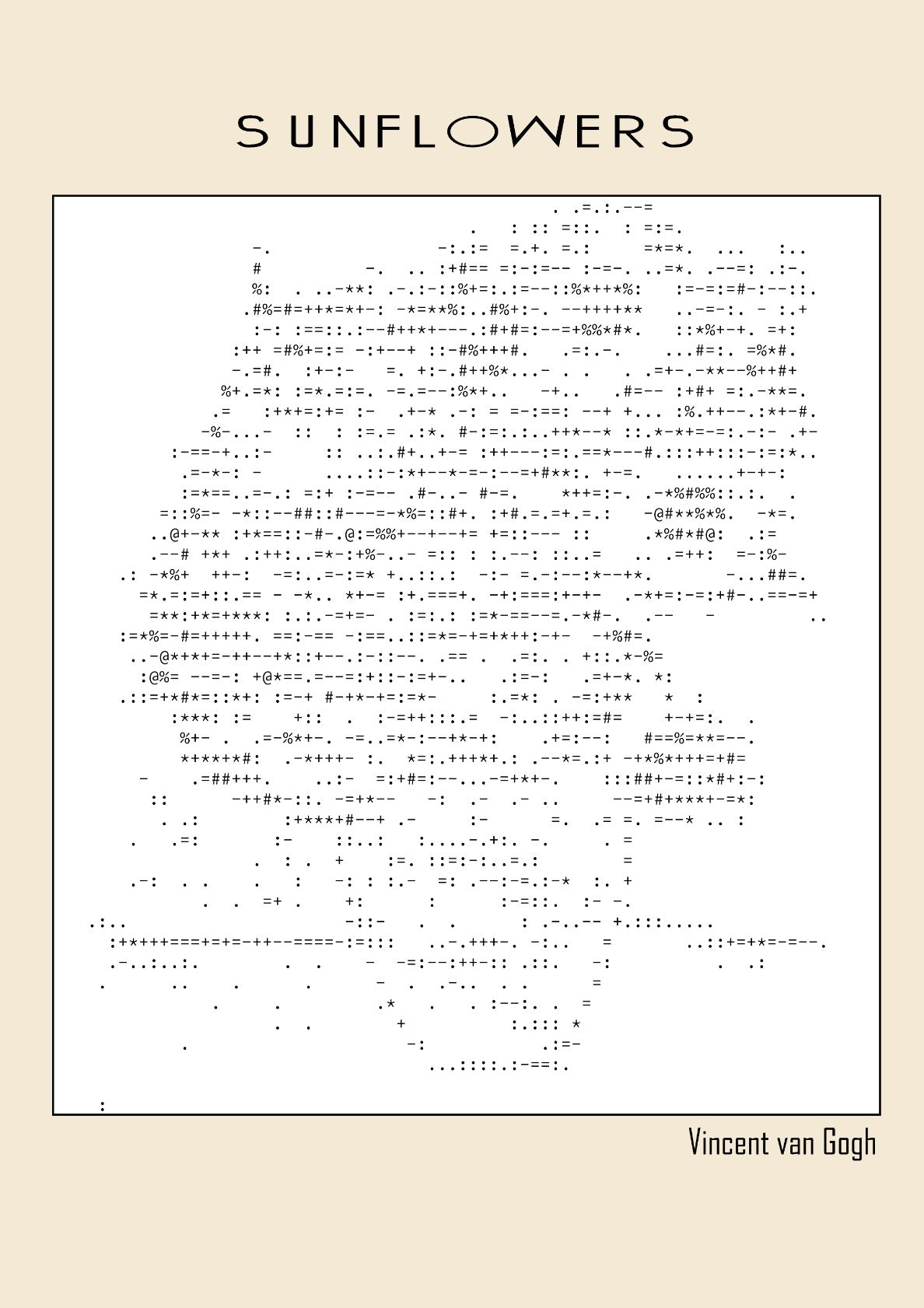 Sunflowers (1888) – Vincent van Gogh (Ascii art)