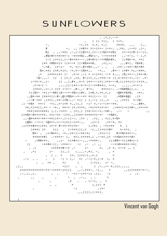 Sunflowers (1888) – Vincent van Gogh (Ascii art)