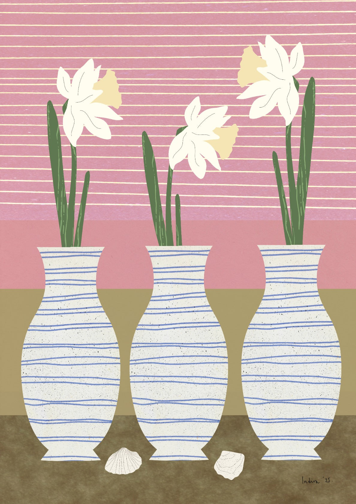 Dancing tulips on blue