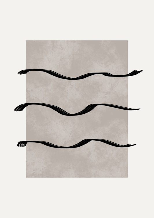 Minimalist Japandi artwork with brown surface and brush strokes