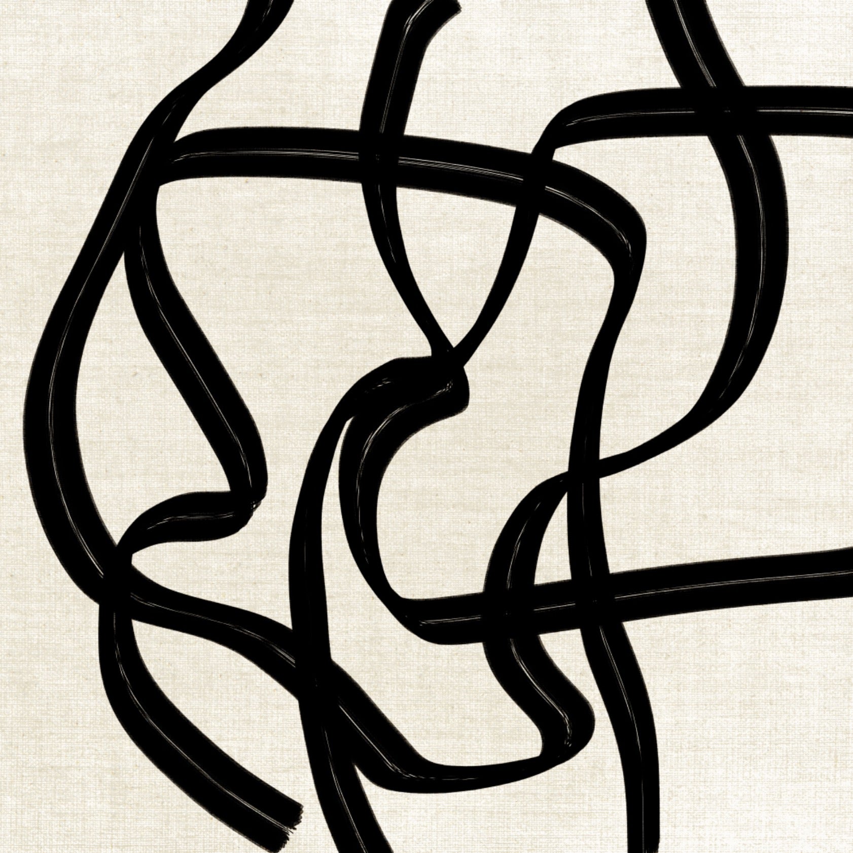 Modern artwork with coarse brushstrokes in black