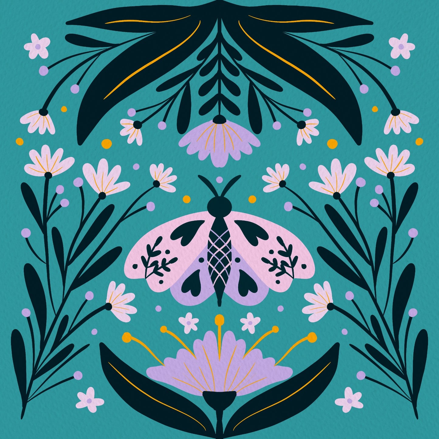 Folk Moth - Violet and Turquoise