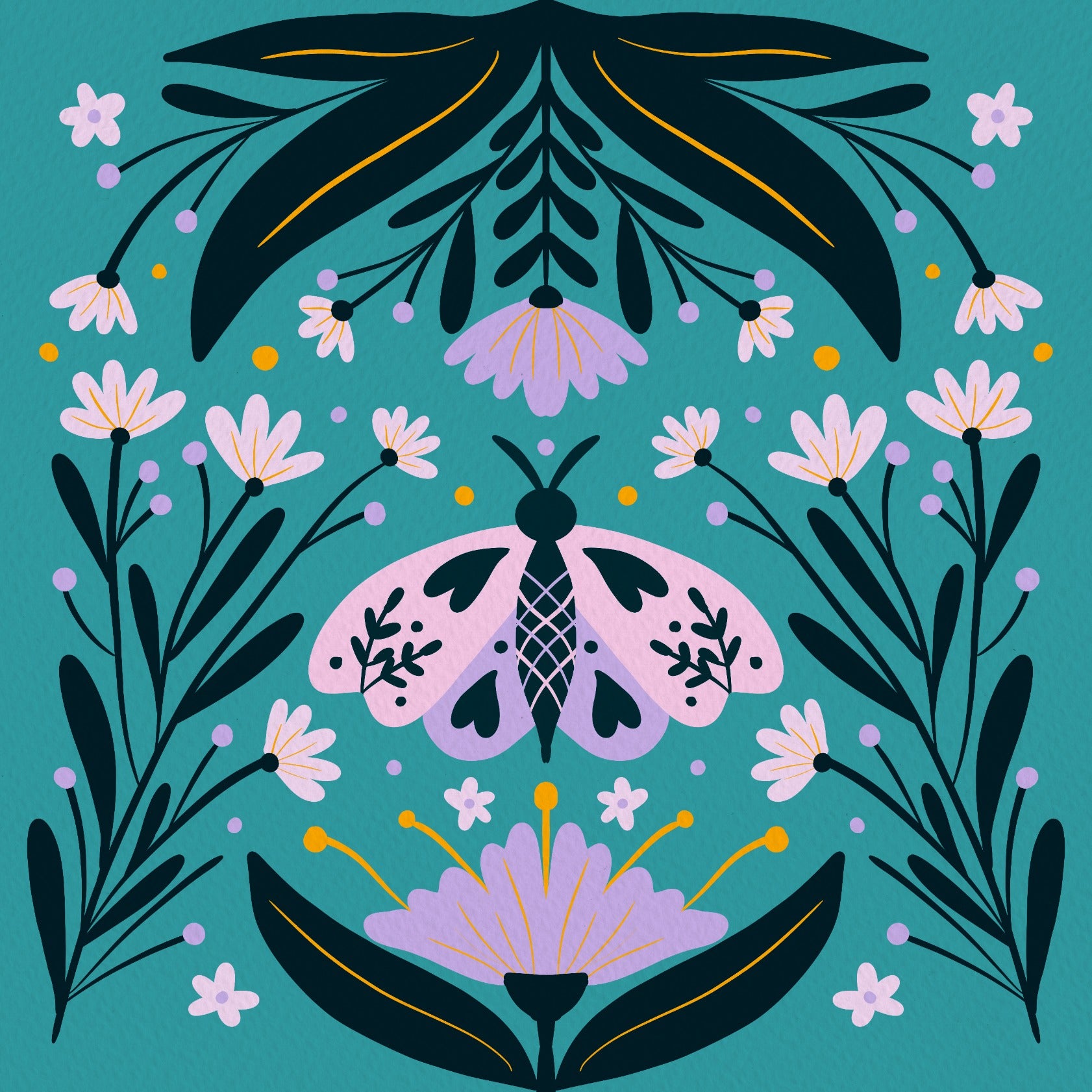 Folk Moth - Violet and Turquoise