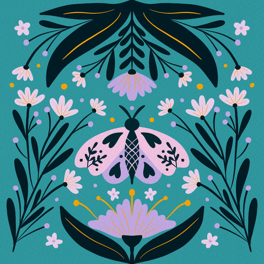 Folk Moth - Violet and Turquoise