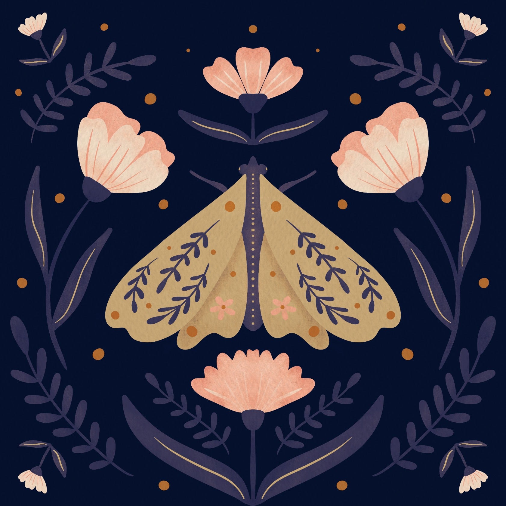 Moth and flowers