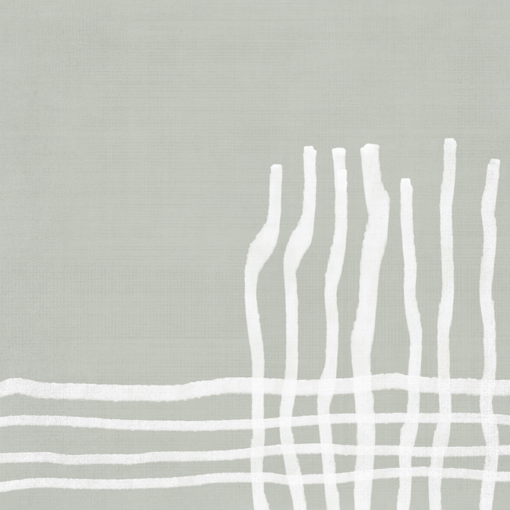 Abstract artwork in sage green with textures and brushstrokes