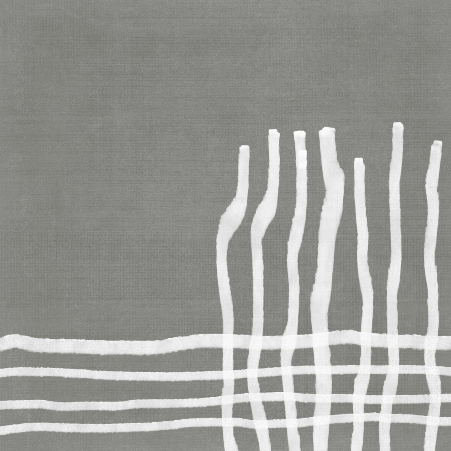 Abstract artwork in dark green with textures and brushstrokes