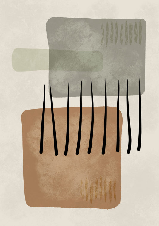 Modern abstract organic shapes and lines in earth tones