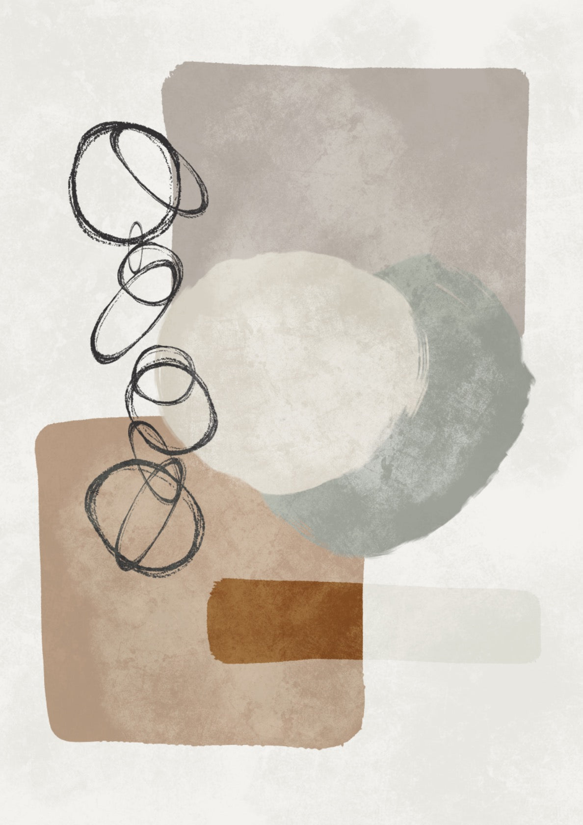 Abstract modern organic shapes in earth tones of brown, beige and gray