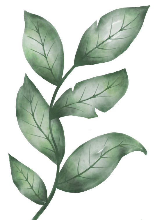 Green Watercolour Leaf Plant Set Two