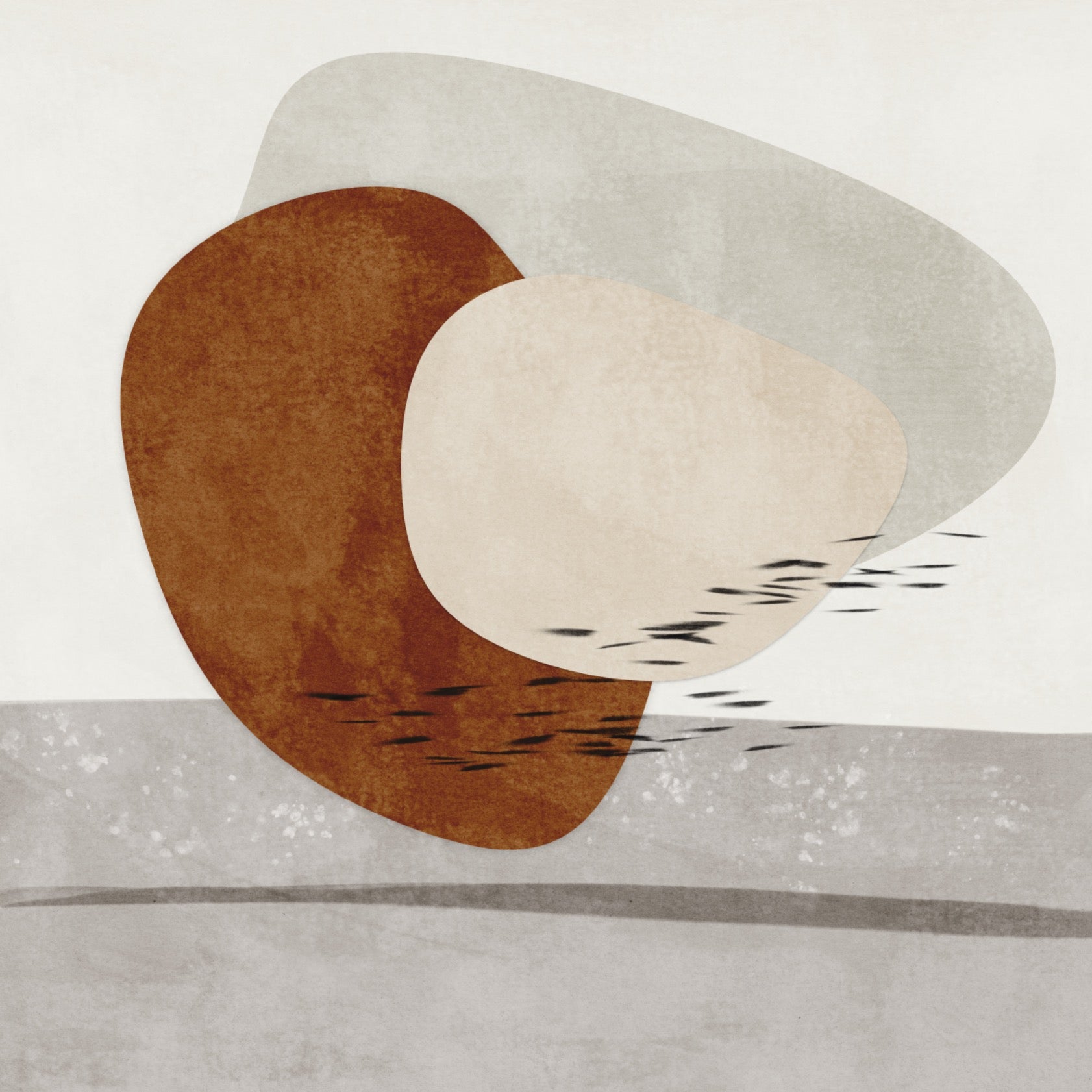 Geometric shapes with textures in earthy colors, rust brown and beige tones