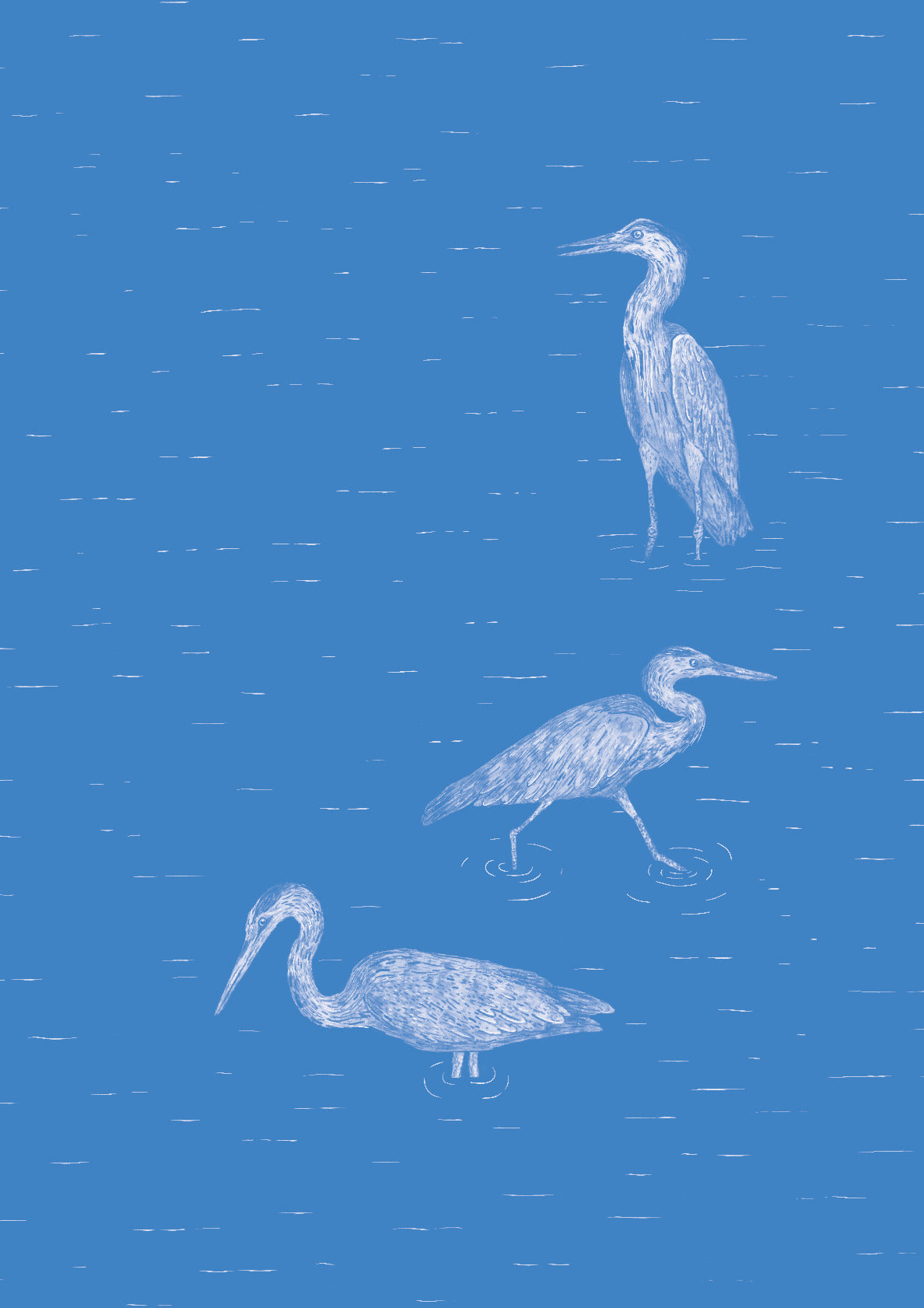Three Herons - Blue Edition