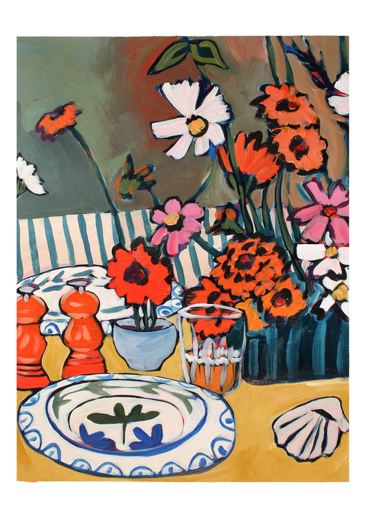 Pink, Orange, White Flowers