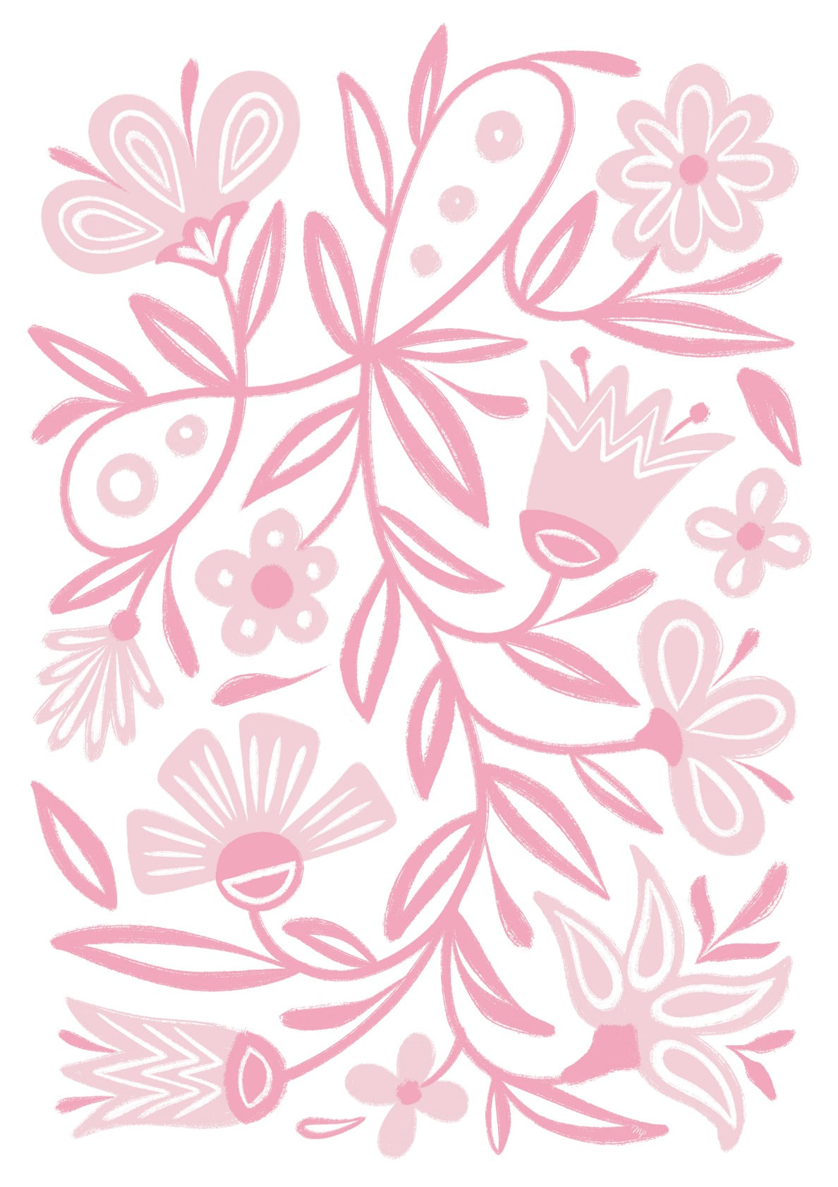 Pink folk flowers
