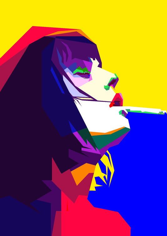 Girl Smoking Pop Art WPAP Style Illustration