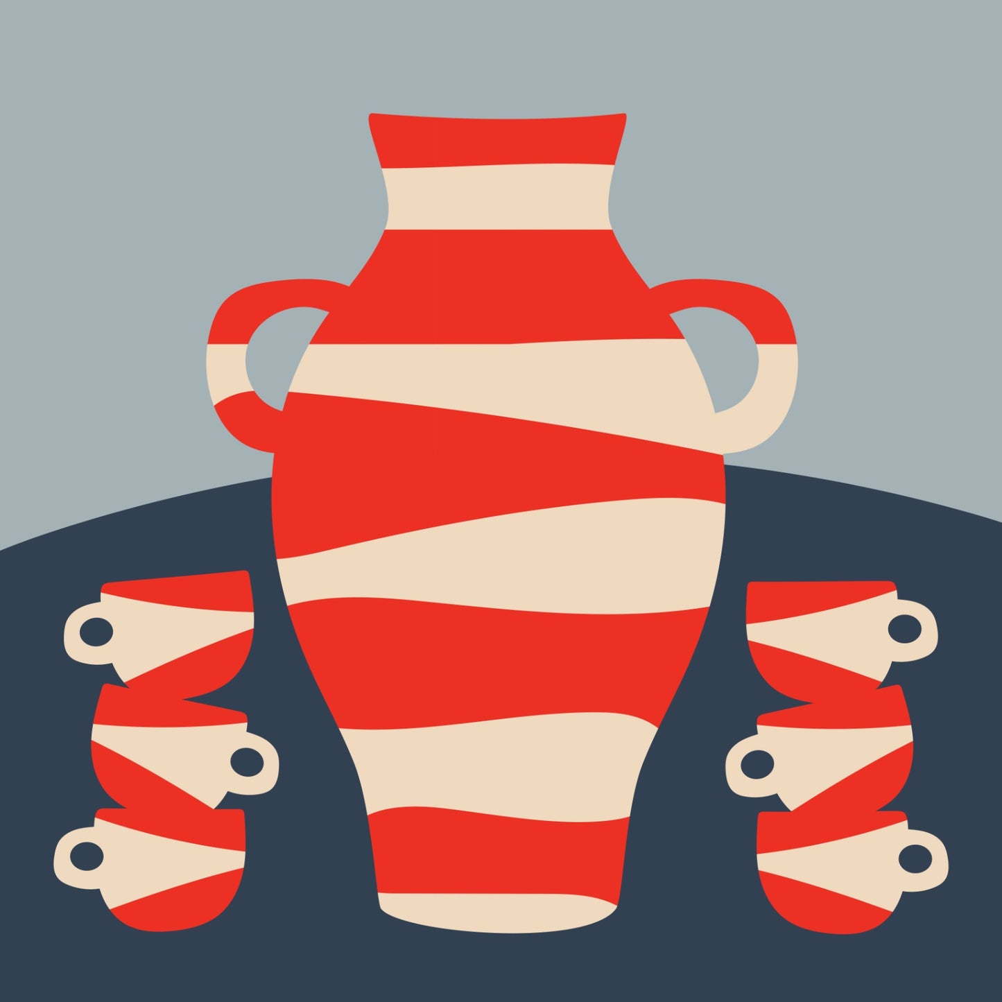 French Nautical Jug and Cup Stacks