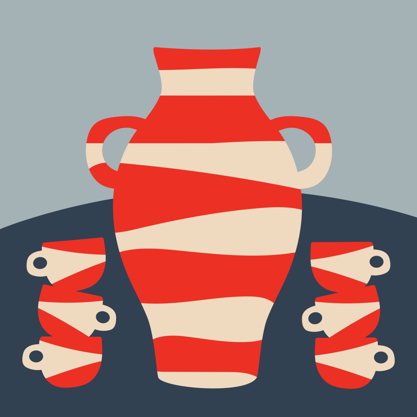 French Nautical Jug and Cup Stacks