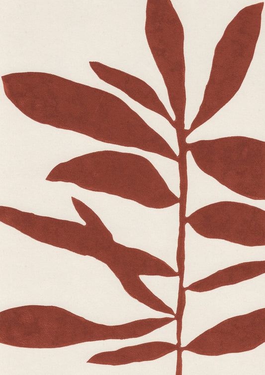 Linocut Branch #3 / Saffron Red