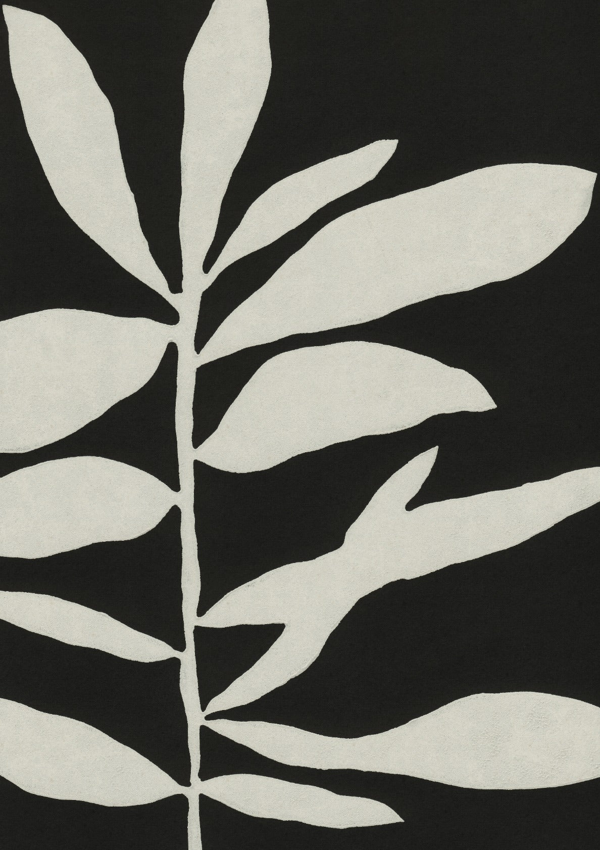 Linocut Branch #3 / White & Black