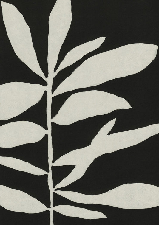 Linocut Branch #3 / White & Black